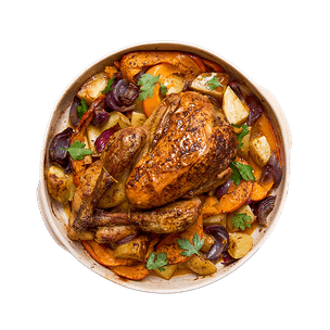 Pintade rôtie aux légumes & épices douces