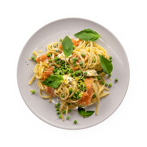 Linguine with Smoked Salmon and Peas