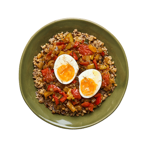 Air-fryer soft-boiled egg & ratatouille