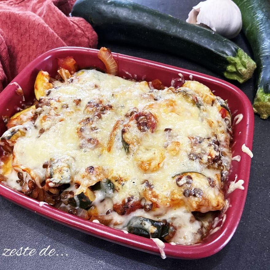 Gratin de lentilles vertes aux courgettes