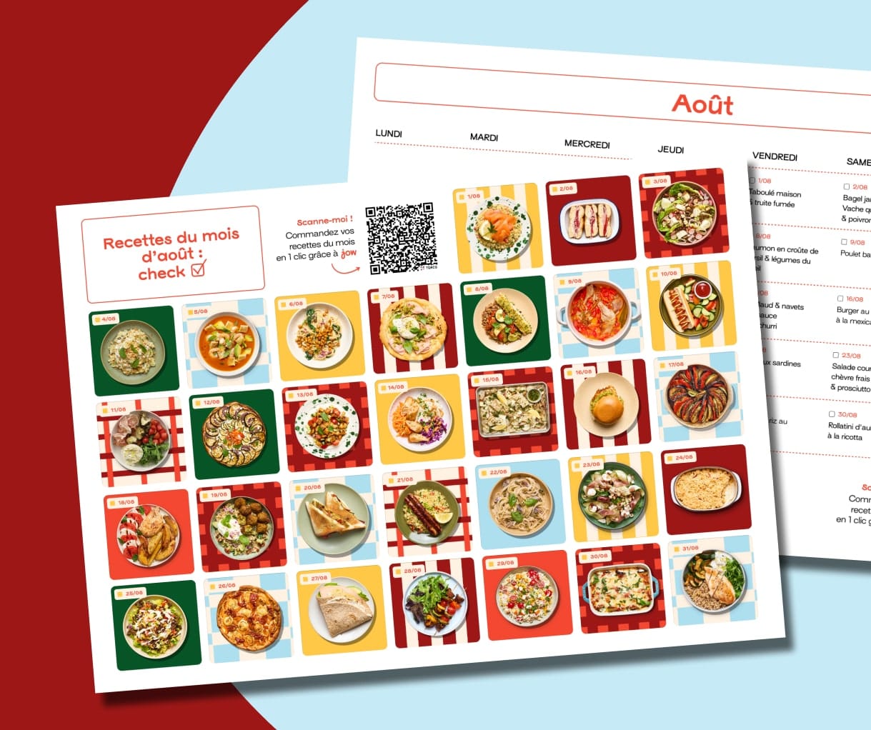 Votre planification recettes du mois d'août 2025