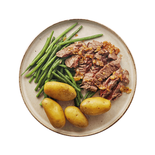Flank Steak with Shallots, Potatoes & Green Beans