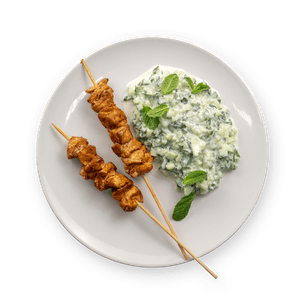 Tandoori & raita skewers