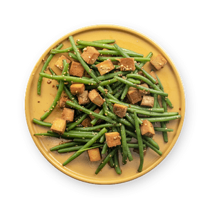Smoked tofu and pan-fried green beans
