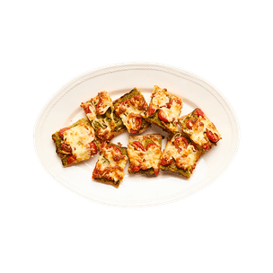 Baguette grillée tomates, mozza & pesto