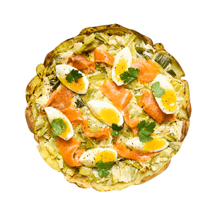 Tarte aux pommes de terre, saumon fumé & poireaux