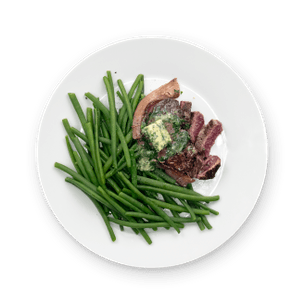Tenderloin with cilantro butter and green beans