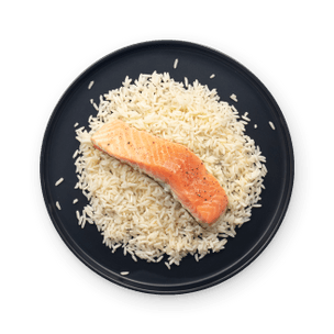 Half-baked salmon with rice