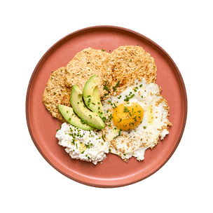 Pancakes flocons d'avoine, avocat & œuf au plat