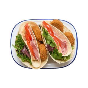 Wrap au camembert pané, jambon & tomates