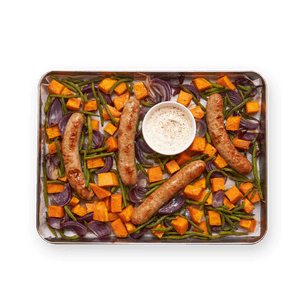 Sausage, Sweet Potato & Veggie Sheet Tray
