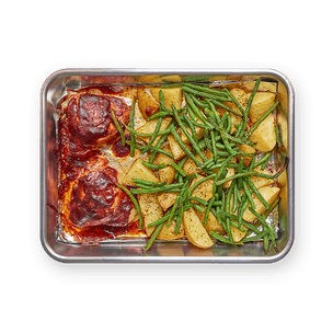 one-pan-poulet-barbecue-et-haricots-verts
