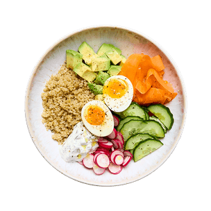 Bowl végé quinoa & œuf mollet