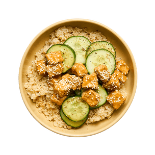 Bowl quinoa, concombre & tofu au air-fryer
