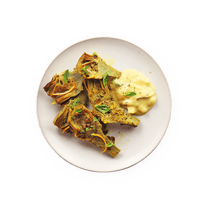 Artichauts braisés & aïoli au citron confit