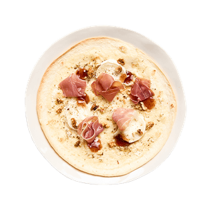 Tortilla façon pizza chèvre, jambon & figues au air-fryer