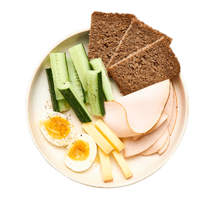 Œufs mollets, comté & jambon de dinde