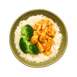 Orange Chicken with Broccoli & Rice