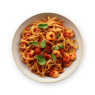 Linguine with shrimp & tomatoes