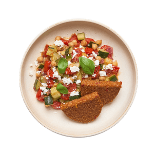 Galettes végé & poêlée de courgettes et tomates