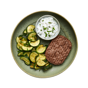 Steak haché, courgettes & sauce tartare