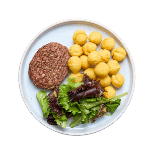 Beef Patty with Pommes Noisettes & salade beef-patty-with-pommes-noisettes-and-salade