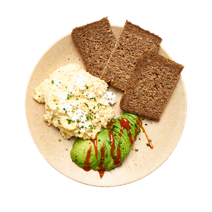 Œufs brouillés au cottage cheese & avocat