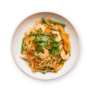 Sautéed noodles with shrimp