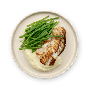 Cod with green beans and mashed potato