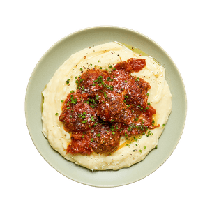 Boulettes à la tomate & purée