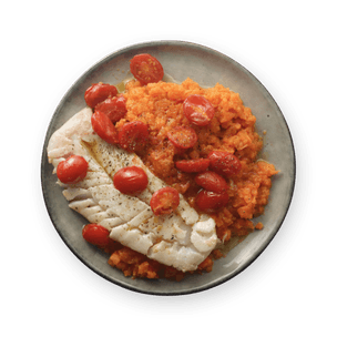 Cod with carrot purée