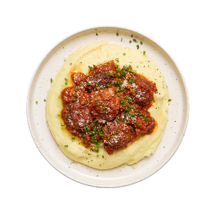 Boulettes à la tomate au air-fryer & purée