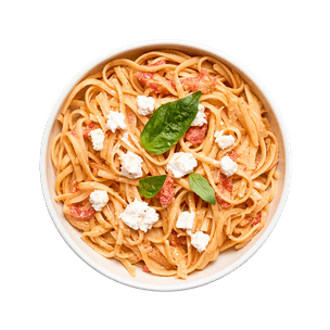 Linguine crémeuses sauce tomate & chèvre frais