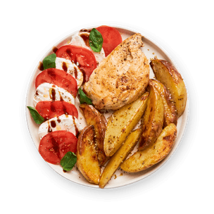 poulet-pommes-de-terre-et-salade-tomates-mozza