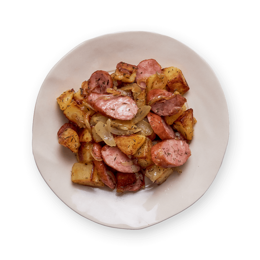 Poêlée de pommes de terre & saucisse fumée