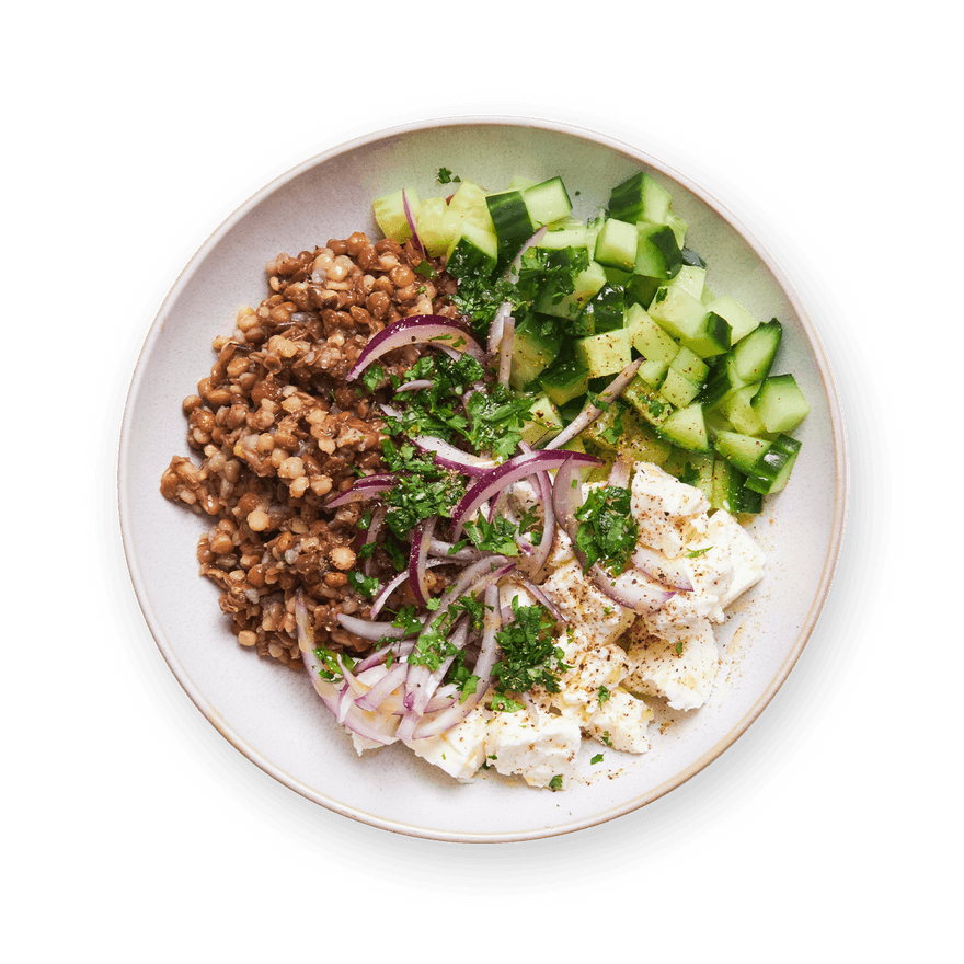 Salade lentilles, concombre & feta