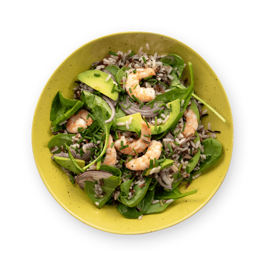 Salade de riz, crevettes & avocat