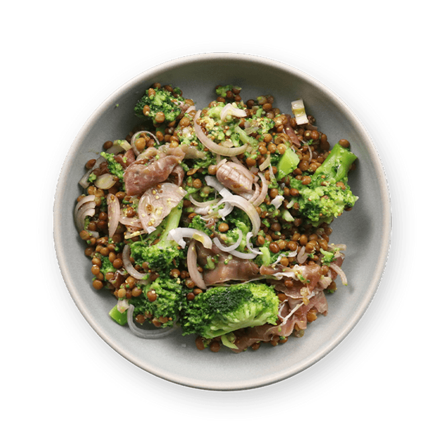 Salade lentilles, brocolis & parma