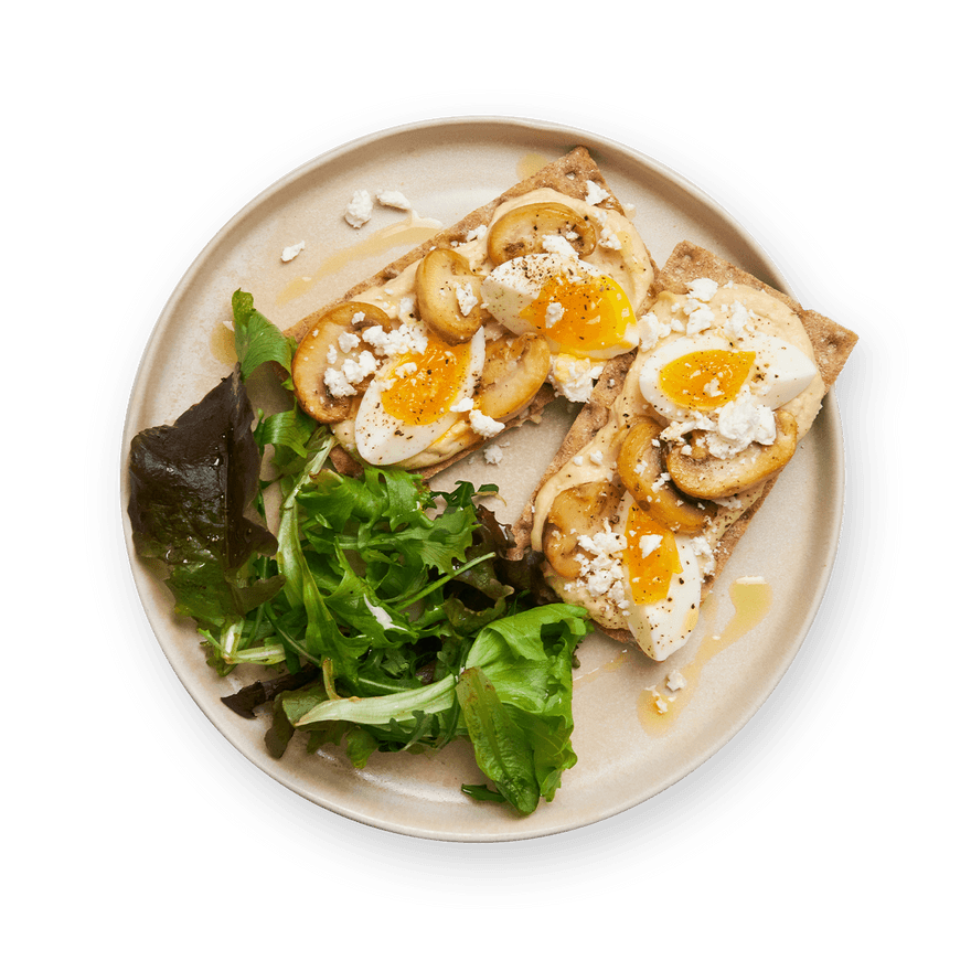 Tartine houmous & champignons grillés