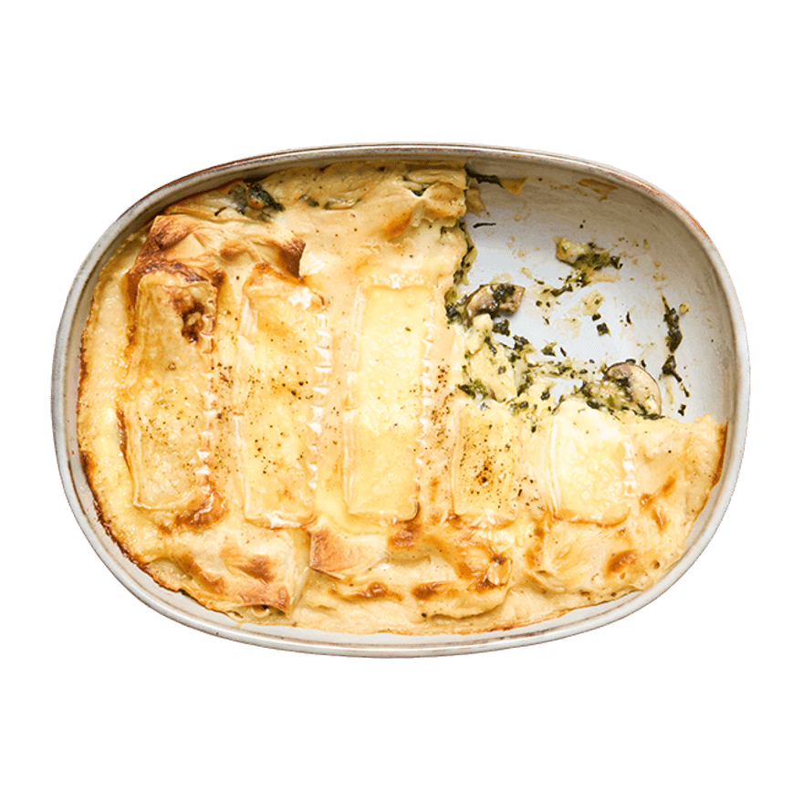 Lasagnes aux champignons, épinards & Pont-l'Évêque Lasagnes aux champignons, épinards & Pont-l'Évêque