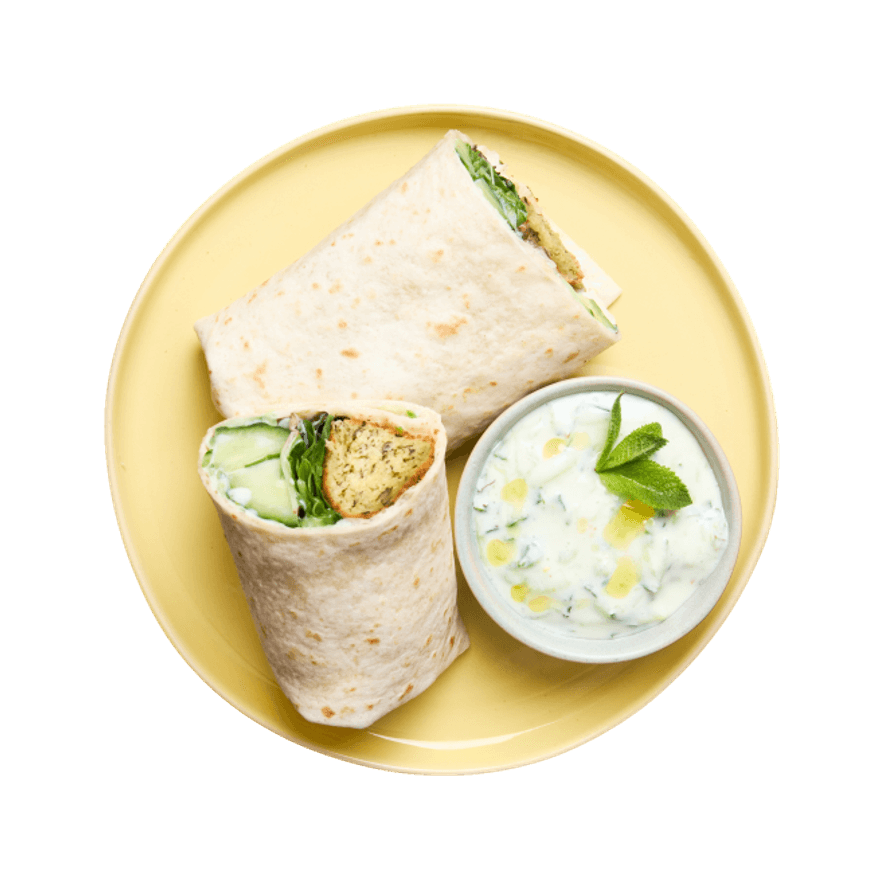 Wrap falafel, concombre et sauce blanche Wrap falafel, concombre et sauce blanche