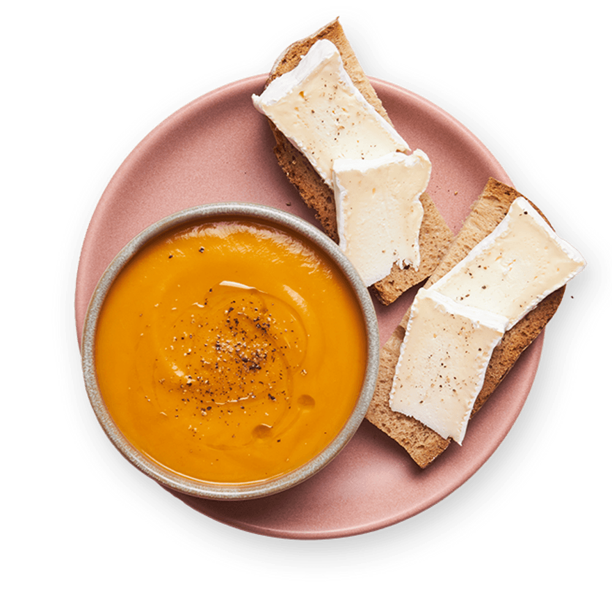 Soupe express aux légumes & toast camembert