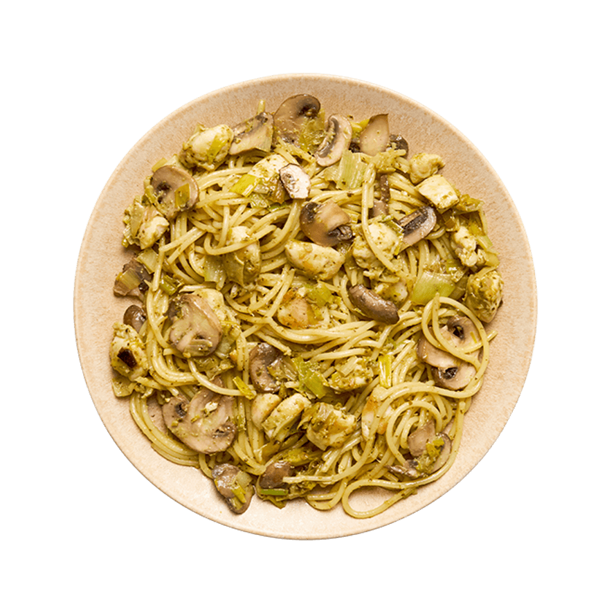 Pâtes au pesto, poulet & poireaux Pâtes au pesto, poulet & poireaux