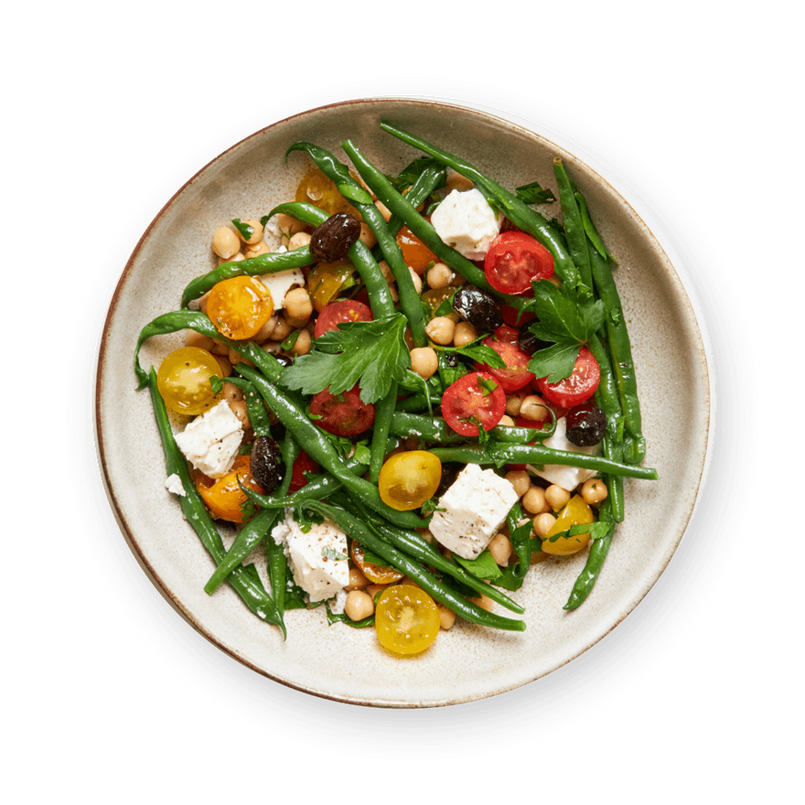 Salade pois chiches, haricots verts, tomates & feta