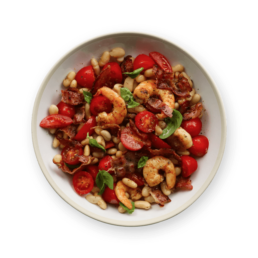Spicy shrimp & bacon salad