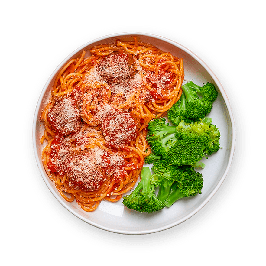 Spaghetti express, boulettes de viande & brocoli