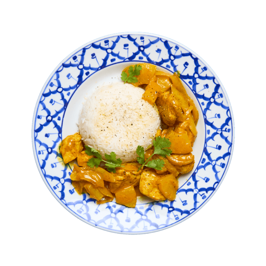 Curry poulet ananas au lait de coco & riz Curry poulet ananas au lait de coco & riz