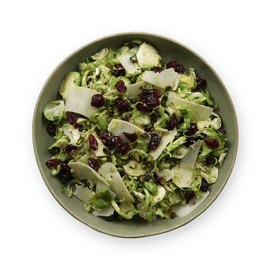 Salade choux de Bruxelles, pistaches & cranberries