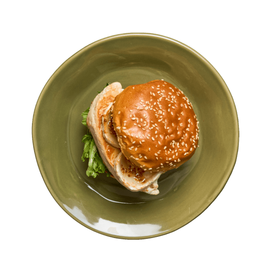 Burger poulet, chèvre miel Burger poulet, chèvre miel