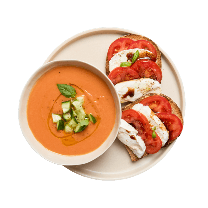 Tartine caprese & salmorejo Tartine caprese & salmorejo